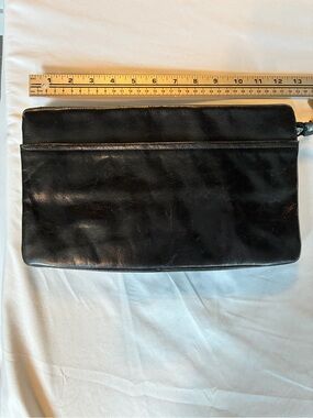 Morris Moskowitz black leather clutch purse never used
